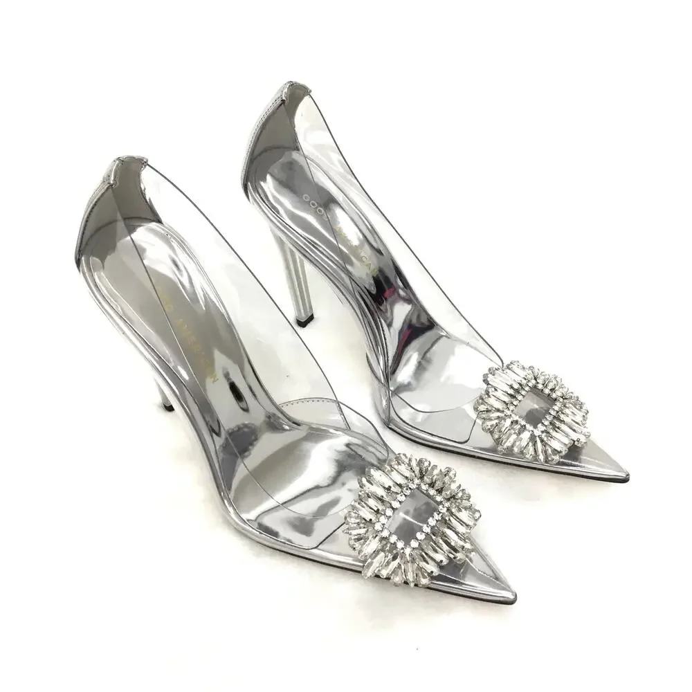 Good American Clear Heels Cinderella shoes CINDER-F*CKING-RELLA PUMP Sz 7.5 - Picture 3 of 9